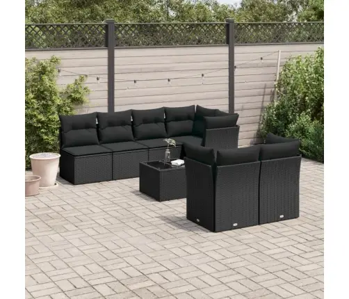 8-Daļīgs Dārza Dīvāna Komplekts, Matrači, Melna Pe Rotangpalma Vidaxl