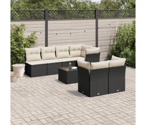 8-Daļīgs Dārza Dīvāna Komplekts, Matrači, Melna Pe Rotangpalma Vidaxl