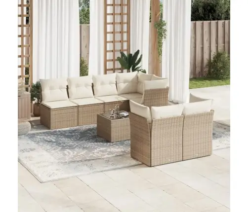 8-Osaline Aiadiivani Komplekt Patjadega, Beež, Polürotang