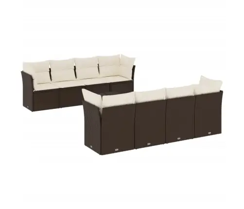 9-Daļīgs Dārza Dīvāna Komplekts, Matrači, Brūna Pe Rotangpalma Vidaxl