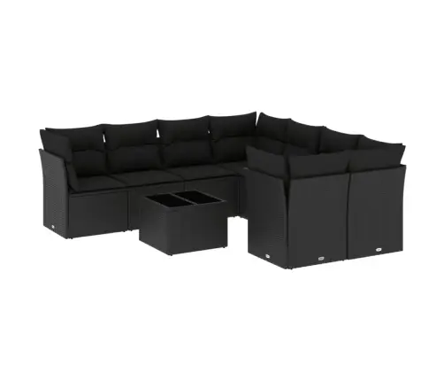 Sodo Komplektas Su Pagalvėlėmis, 9 Dalių, Juodas, Poliratanas