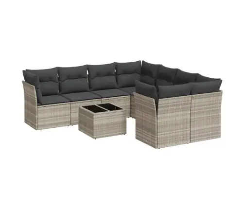 Sofos Komplektas Su Pagalvėlėmis, 9 Dalių, Pilkas, Poliratanas