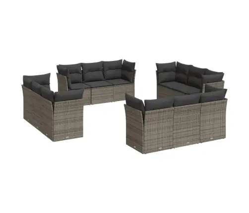 12-Daļīgs Dārza Atpūtas Mēbeļu Komplekts, Matrači, Pelēks Pe Vidaxl