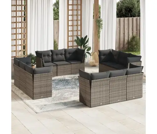 12-Daļīgs Dārza Atpūtas Mēbeļu Komplekts, Matrači, Pelēks Pe Vidaxl