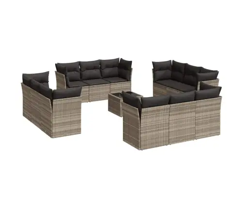 Sodo Komplektas Su Pagalvėlėmis, 13 Dalių, Pilkas, Poliratanas