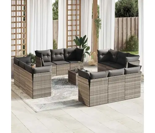 Sodo Komplektas Su Pagalvėlėmis, 13 Dalių, Pilkas, Poliratanas