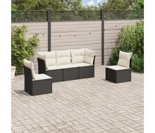 5-Daļīgs Dārza Dīvāna Komplekts Ar Matračiem, Pe Rotangpalma Vidaxl