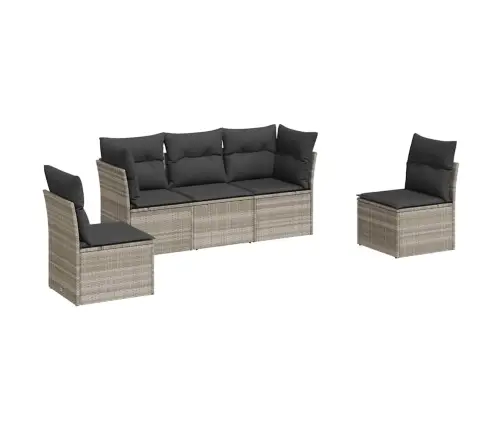 5-Osaline Aiamööblikomplekt Patjadega, Helehall, Polürotang