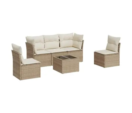 Sofos Komplektas Su Pagalvėlėmis, 6 Dalių, Smėlio, Poliratanas