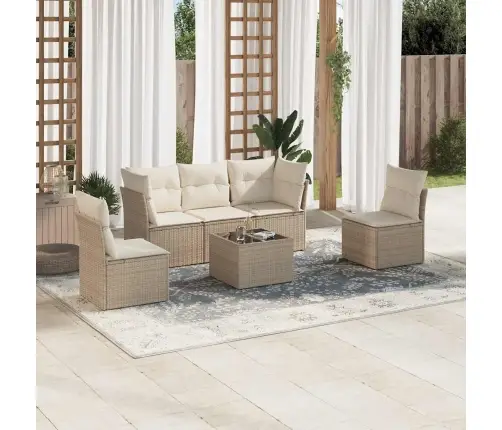 Sofos Komplektas Su Pagalvėlėmis, 6 Dalių, Smėlio, Poliratanas