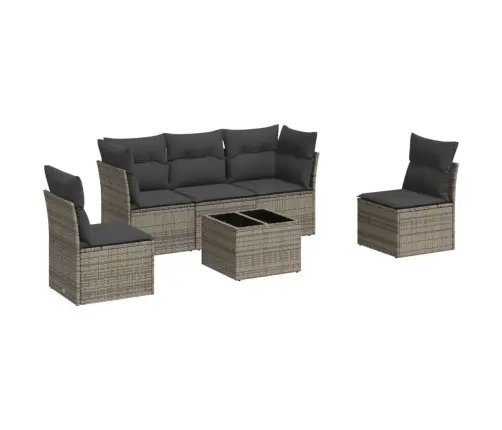 6-Daļīgs Dārza Dīvāna Komplekts Ar Matračiem, Pelēks Pe Pinums Vidaxl