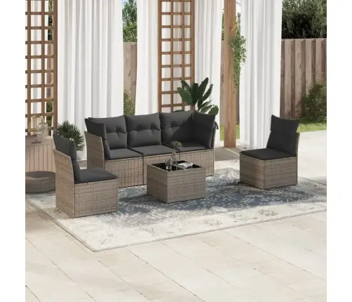 6-Daļīgs Dārza Dīvāna Komplekts Ar Matračiem, Pelēks Pe Pinums Vidaxl