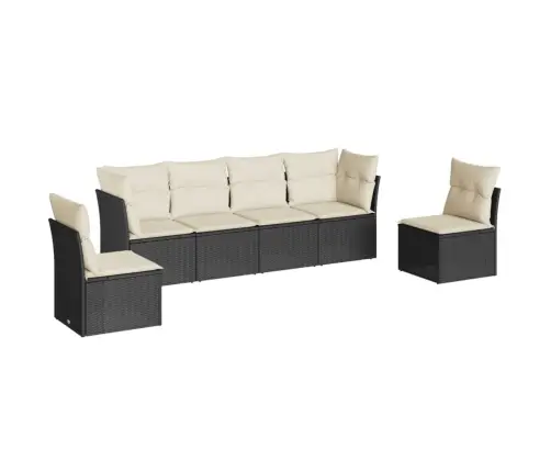 Sofos Komplektas Su Pagalvėlėmis, 6 Dalių, Juodas, Poliratanas