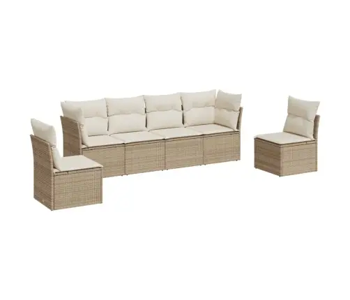 6-Daļīgs Dārza Dīvāna Komplekts, Matrači, Bēša Pe Rotangpalma Vidaxl