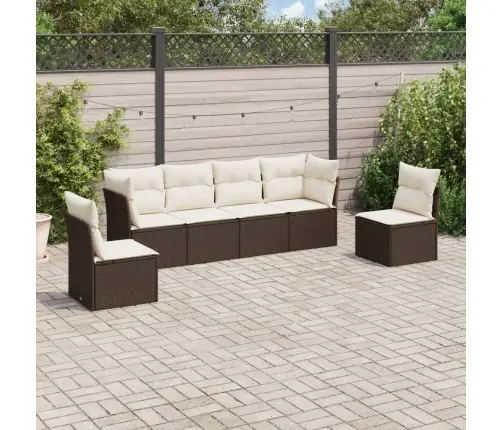 6-Daļīgs Dārza Dīvānu Komplekts, Matrači, Brūna Pe Rotangpalma Vidaxl