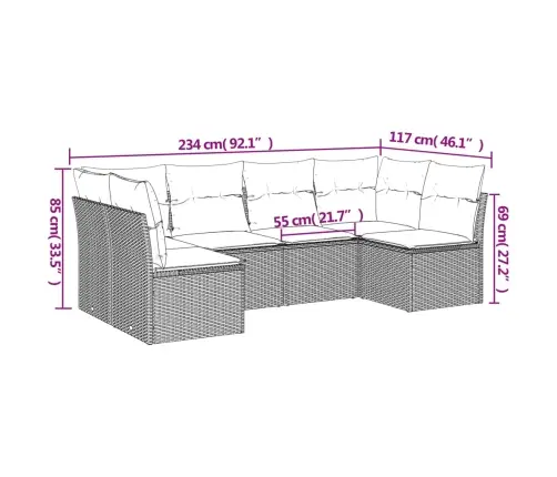 6-Daļīgs Dārza Dīvāna Komplekts, Matrači, Melna Pe Rotanpalma Vidaxl