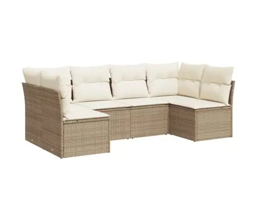 6-Daļīgs Dārza Dīvāna Komplekts, Matrači, Bēša Pe Rotangpalma Vidaxl