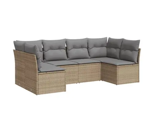 6-Daļīgs Dārza Dīvāna Komplekts, Matrači, Bēša Pe Rotangpalma Vidaxl