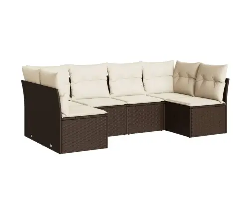 6-Daļīgs Dārza Dīvānu Komplekts, Matrači, Brūna Pe Rotangpalma Vidaxl