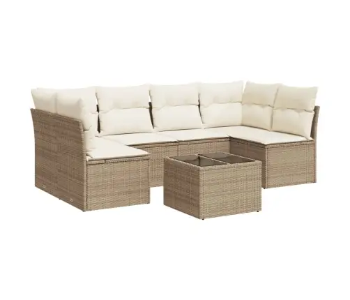 7-Daļīgs Dārza Dīvāna Komplekts, Matrači, Bēša Pe Rotangpalma Vidaxl 7-Daļīgs Dārza Dīvāna Komplekts, Matrači, Bēša Pe Rotangpalma Vidaxl