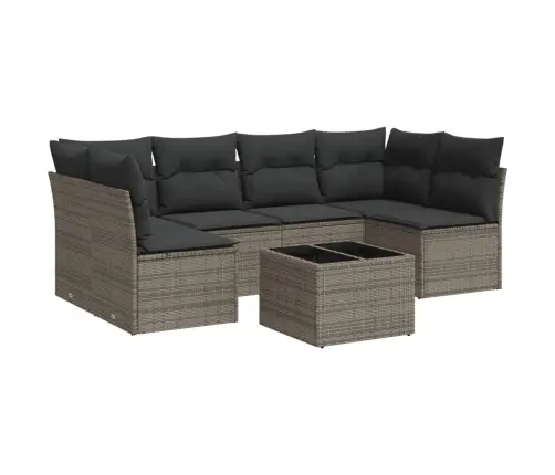 7-Daļīgs Dārza Dīvāna Komplekts, Matrači, Pelēka Pe Rotangpalma Vidaxl