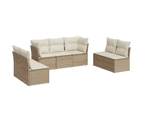 Sofos Komplektas Su Pagalvėlėmis, 7 Dalių, Smėlio, Poliratanas