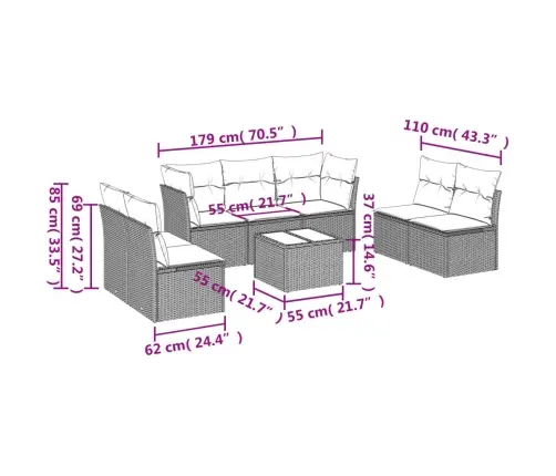 8-Daļīgs Dārza Dīvāna Komplekts, Matrači, Melna Pe Rotangpalma Vidaxl