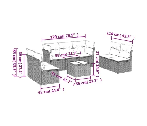 8-Osaline Aiadiivani Komplekt Patjadega, Beež, Polürotang
