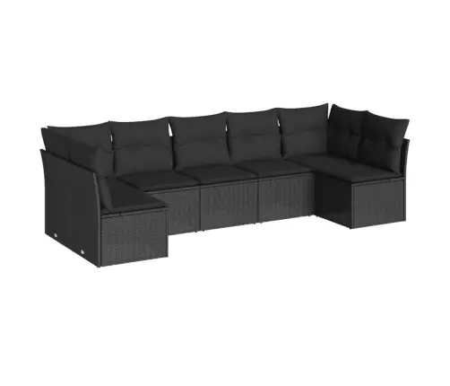 7-Daļīgs Dārza Dīvāna Komplekts Ar Matračiem, Melna Pe Vidaxl