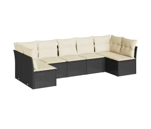 7-Daļīgs Dārza Dīvāna Komplekts Ar Matračiem, Melna Pe Vidaxl