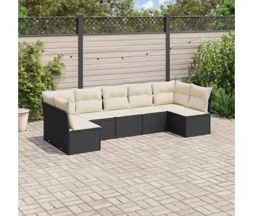 7-Daļīgs Dārza Dīvāna Komplekts Ar Matračiem, Melna Pe Vidaxl