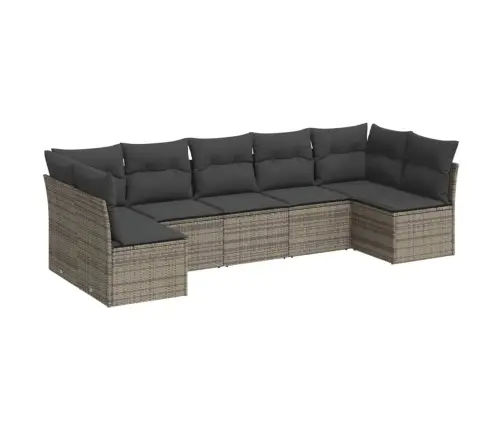 7-Daļīgs Dārza Dīvāna Komplekts, Matrači, Pelēka Pe Rotangpalma Vidaxl