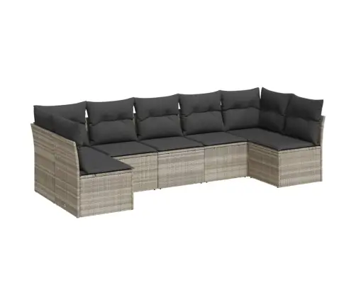 7-Daļīgs Dārza Dīvāna Komplekts,Matrači, Gaiši Pelēka Pe Pinums Vidaxl