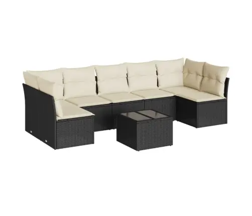 8-Daļīgs Dārza Dīvāna Komplekts, Matrači, Melna Pe Rotangpalma Vidaxl