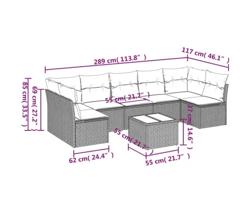 8-Osaline Aiadiivani Komplekt Patjadega, Hall, Polürotang