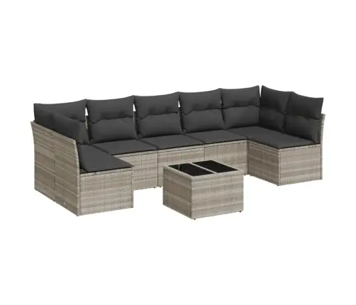 8-Daļīgs Dārza Dīvāna Komplekts,Matrači, Gaiši Pelēka Pe Pinums Vidaxl