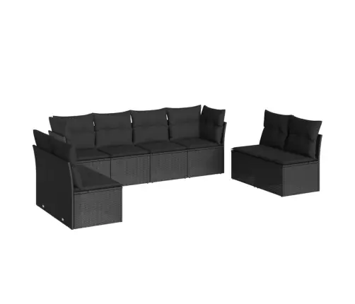 8-Daļīgs Dārza Dīvāna Komplekts, Matrači, Melna Pe Rotangpalma Vidaxl