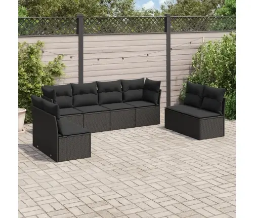 8-Daļīgs Dārza Dīvāna Komplekts, Matrači, Melna Pe Rotangpalma Vidaxl