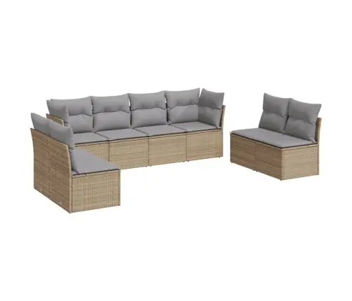 Sofos Komplektas Su Pagalvėlėmis, 8 Dalių, Smėlio, Poliratanas