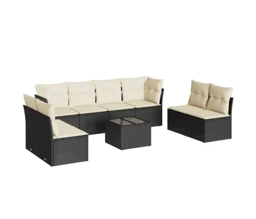 Sodo Komplektas Su Pagalvėlėmis, 9 Dalių, Juodas, Poliratanas