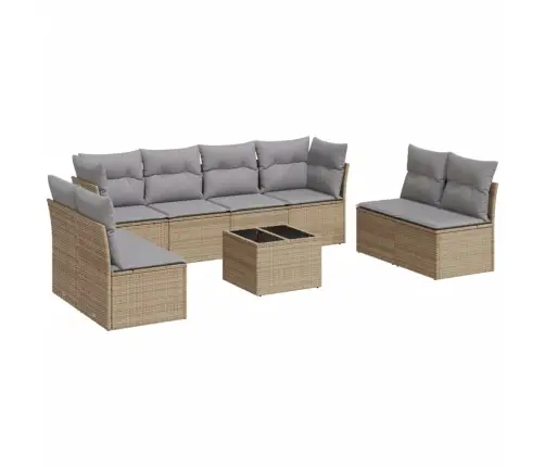 9-Daļīgs Dārza Dīvānu Komplekts, Matrači, Bēša Pe Rotangpalma Vidaxl