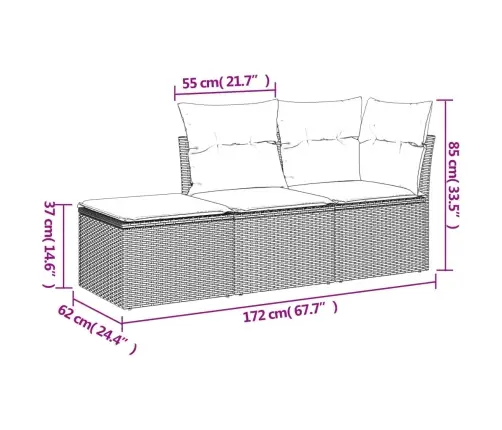 Sofos Komplektas Su Pagalvėlėmis, 3 Dalių, Smėlio, Poliratanas