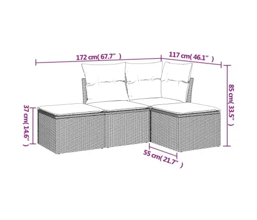 4-Daļīgs Dārza Dīvāna Komplekts, Matrači, Bēša Pe Rotangpalma Vidaxl