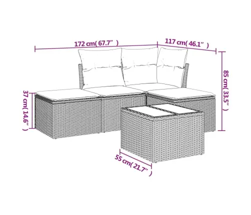 5-Osaline Aiadiivanikomplekt Patjadega, Must, Polürotang