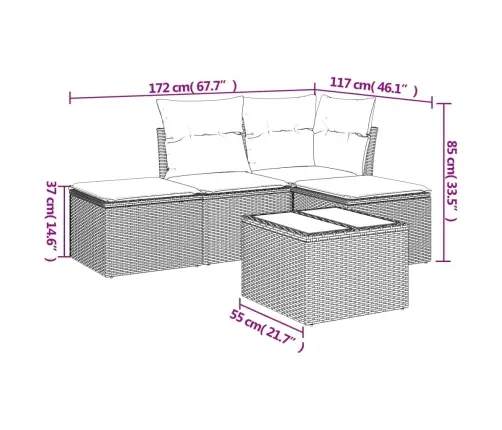 5-Osaline Aiadiivanikomplekt Patjadega, Must, Polürotang