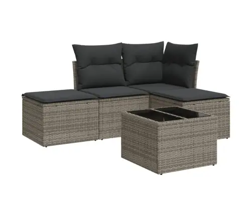 5-Osaline Aiamööblikomplekt Istmepatjadega, Polürotang, Hall