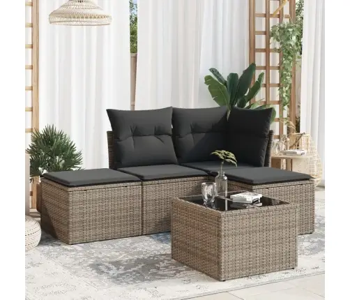 5-Osaline Aiamööblikomplekt Istmepatjadega, Polürotang, Hall