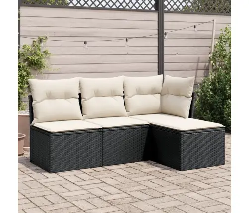 4-Osaline Aiadiivani Komplekt Patjadega, Must, Polürotang