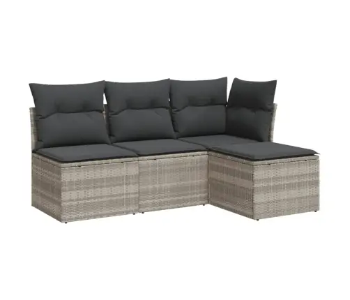 4-Osaline Aiamööblikomplekt Patjadega, Helehall, Polürotang