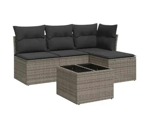 Sofos Komplektas Su Pagalvėlėmis, 5 Dalių, Pilkas, Poliratanas